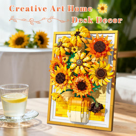 Lodikisbay Sunflower Frame Building Set table stand displays on a desk or shelf