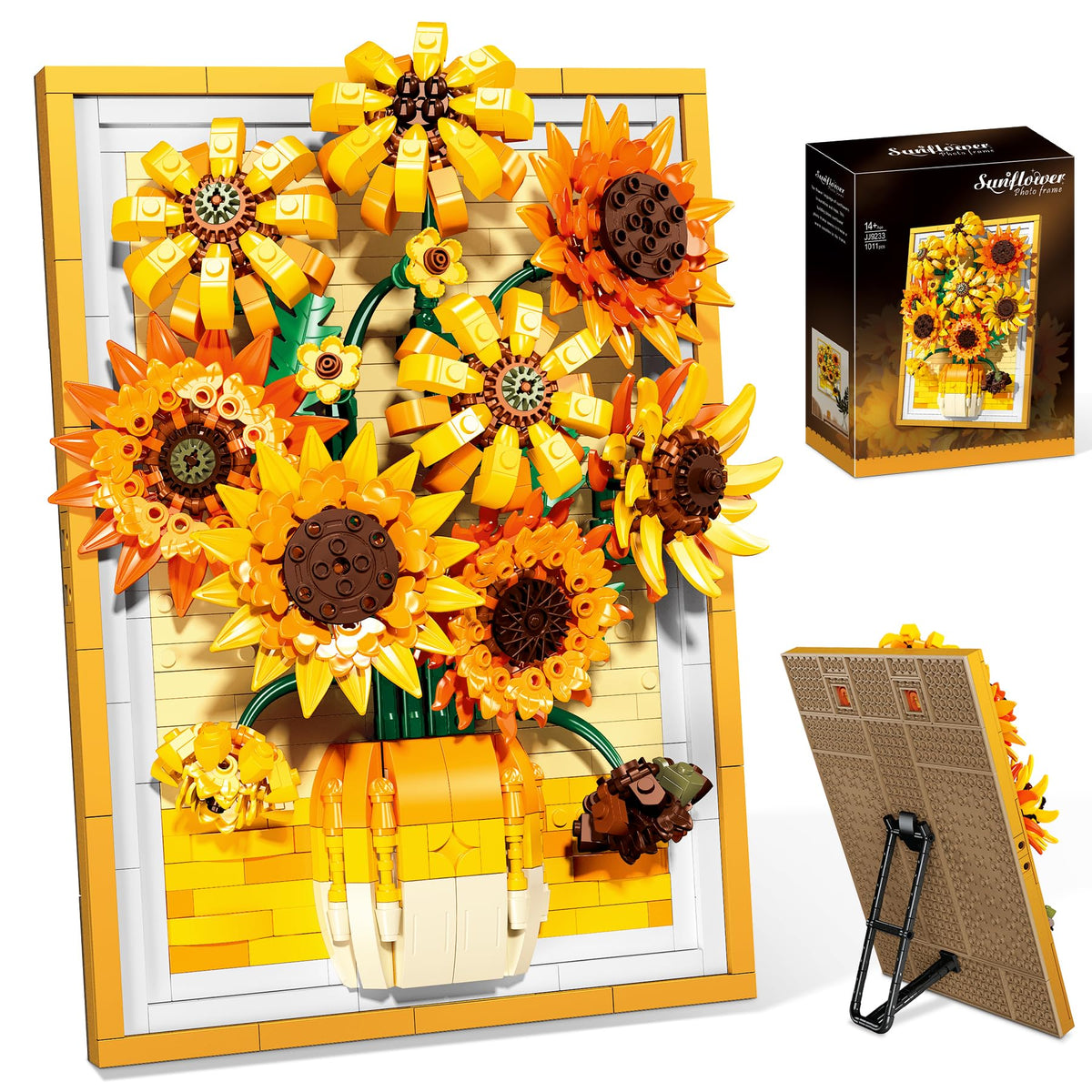 Lodikisbay Sunflower Frame Building Set on wall display adds vibrant art to your room