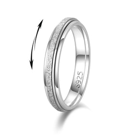 LOFITOR 925 sterling silver fidget ring closeup shows smooth rotation for calm focus