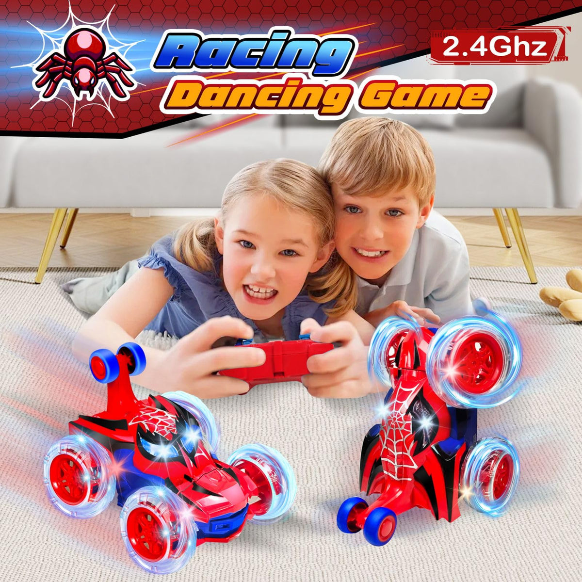 Logth Spider Monster RC Car performing 360° flips for thrilling stunts.