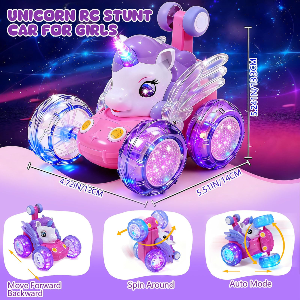 Logth Unicorn RC Car performing 360° flips for beginner-friendly tricks