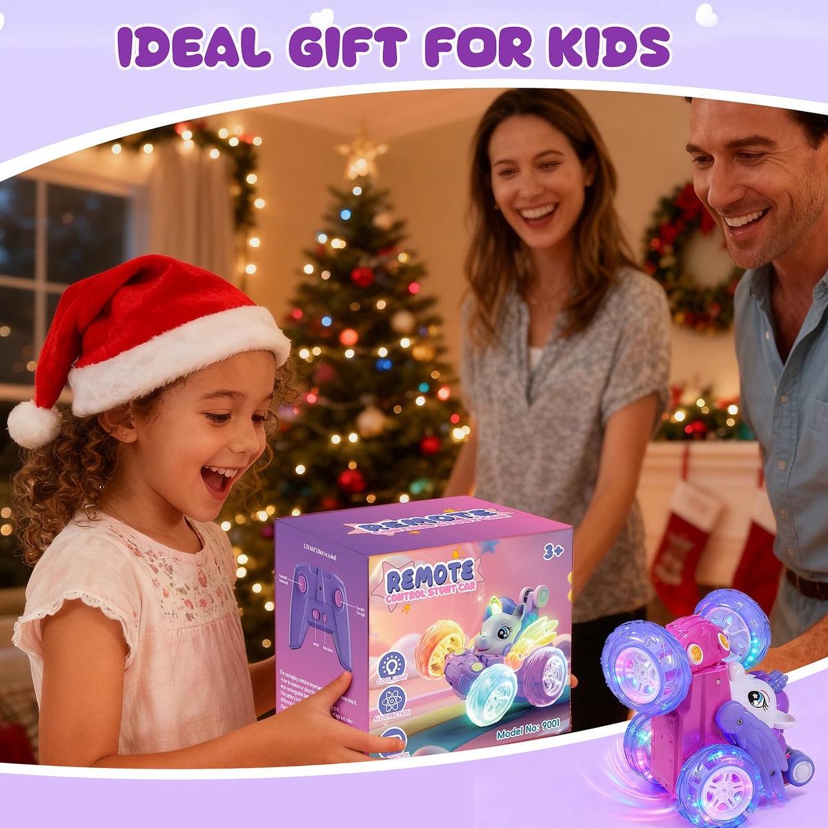 Logth Unicorn RC Car packaged as a gift-ready surprise for birthdays