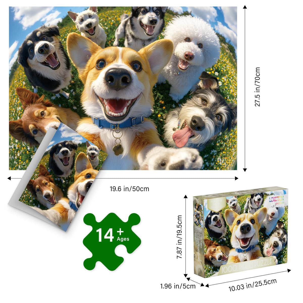 Lojeton 1000-piece puzzle measures 27.5 by 19.7 inches.