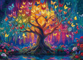 LOJETON Butterfly Trees puzzle box-front with vibrant colors for family game night