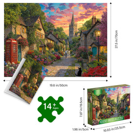 LOJETON Church Lane puzzle colorful sunset scene with rich detail
