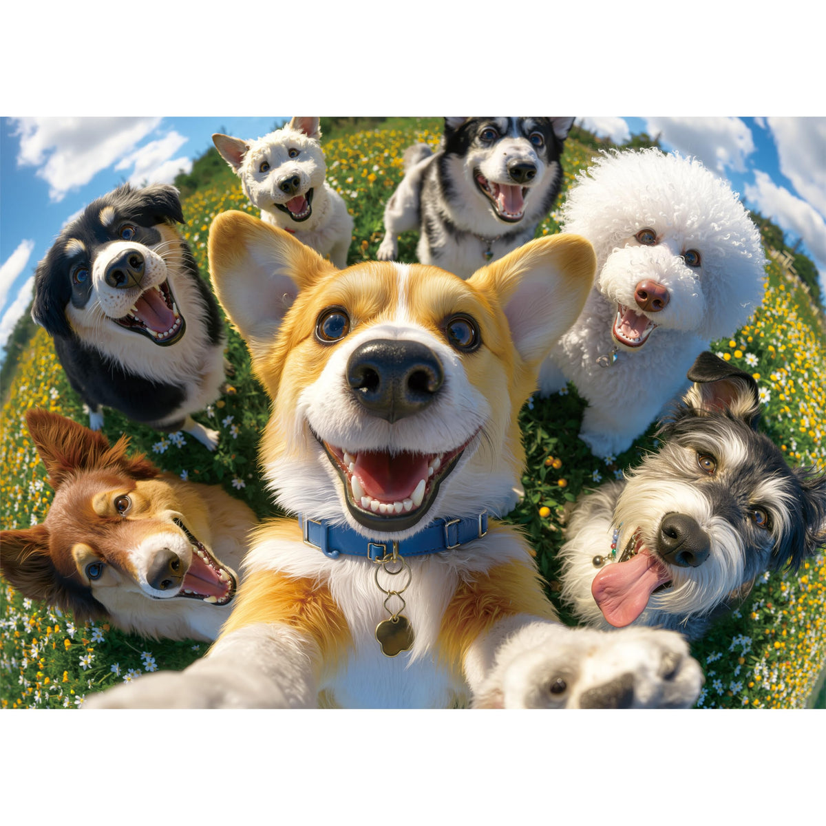 Lojeton dog selfie lawn puzzle with vibrant colors for family nights.