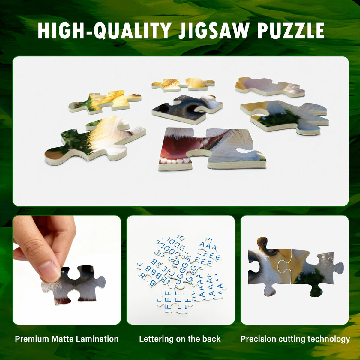 Lojeton puzzle pieces have a smooth matte finish for easy handling.