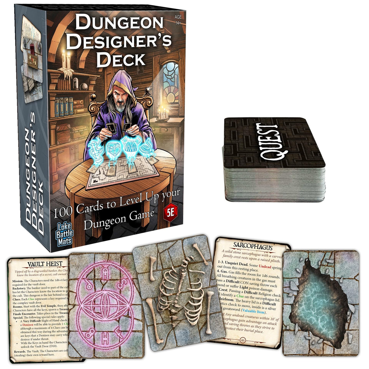 Loke BattleMats Dungeon Designer Deck cards showcase immersive dungeon cards for quick setup.