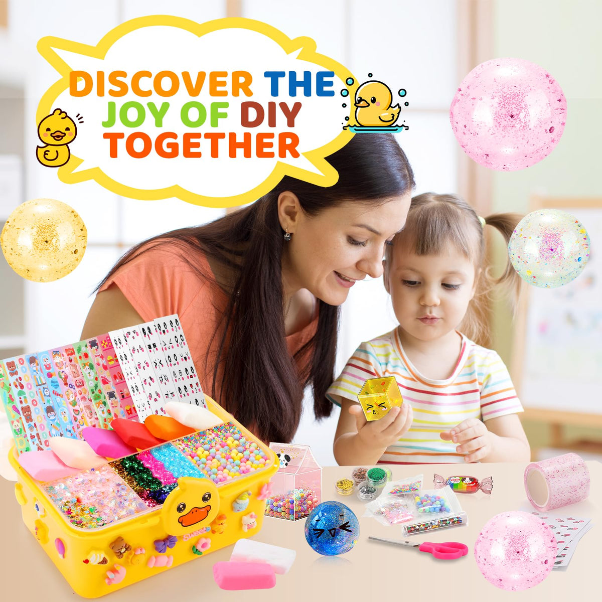 Lokuc Duck Theme glitter and sequins add shine to bubbles and crafts