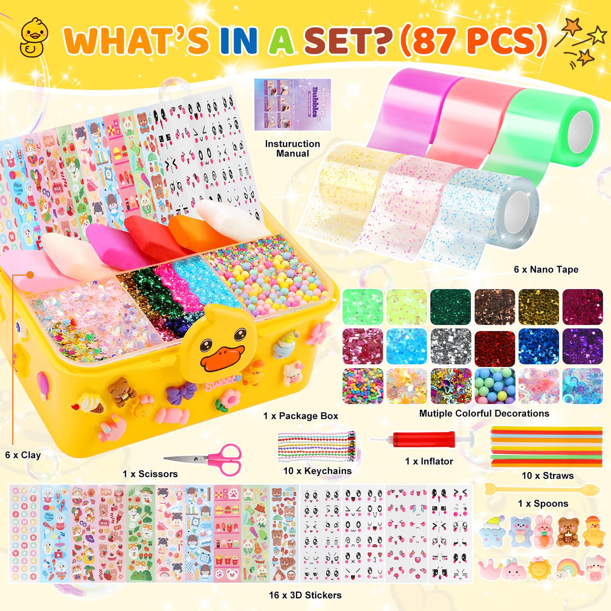 Lokuc Duck Theme Nano Tape Bubble Kit tape and tools for bright, mess-free crafts