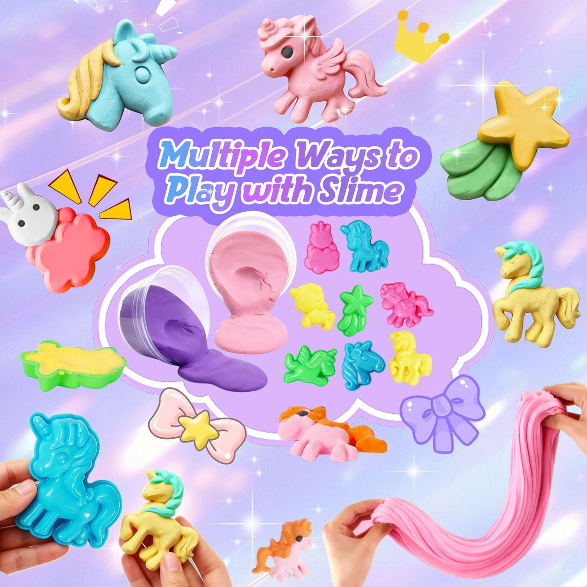 Lokuc Nano Tape Bubble Kit eight slime templates enable varied textures and colors.