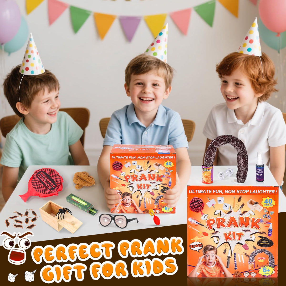Lokuc Pranks Kit 40pcs safe materials label emphasizes non-toxic play