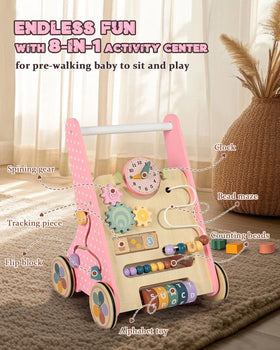 LOL-FUN ergonomic wooden frame supports natural walking posture for toddlers.