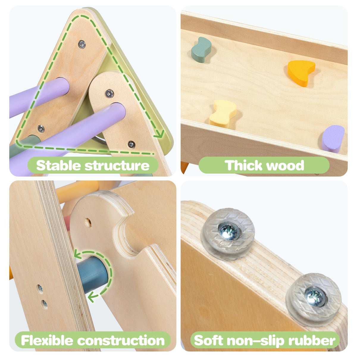 LOL-FUN Pikler triangle anti-slip base—protects floors during active home play