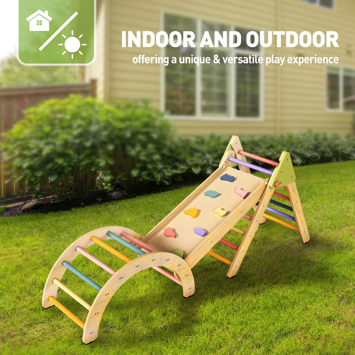 LOL-FUN Pikler triangle durable wood—quality construction for growing kids