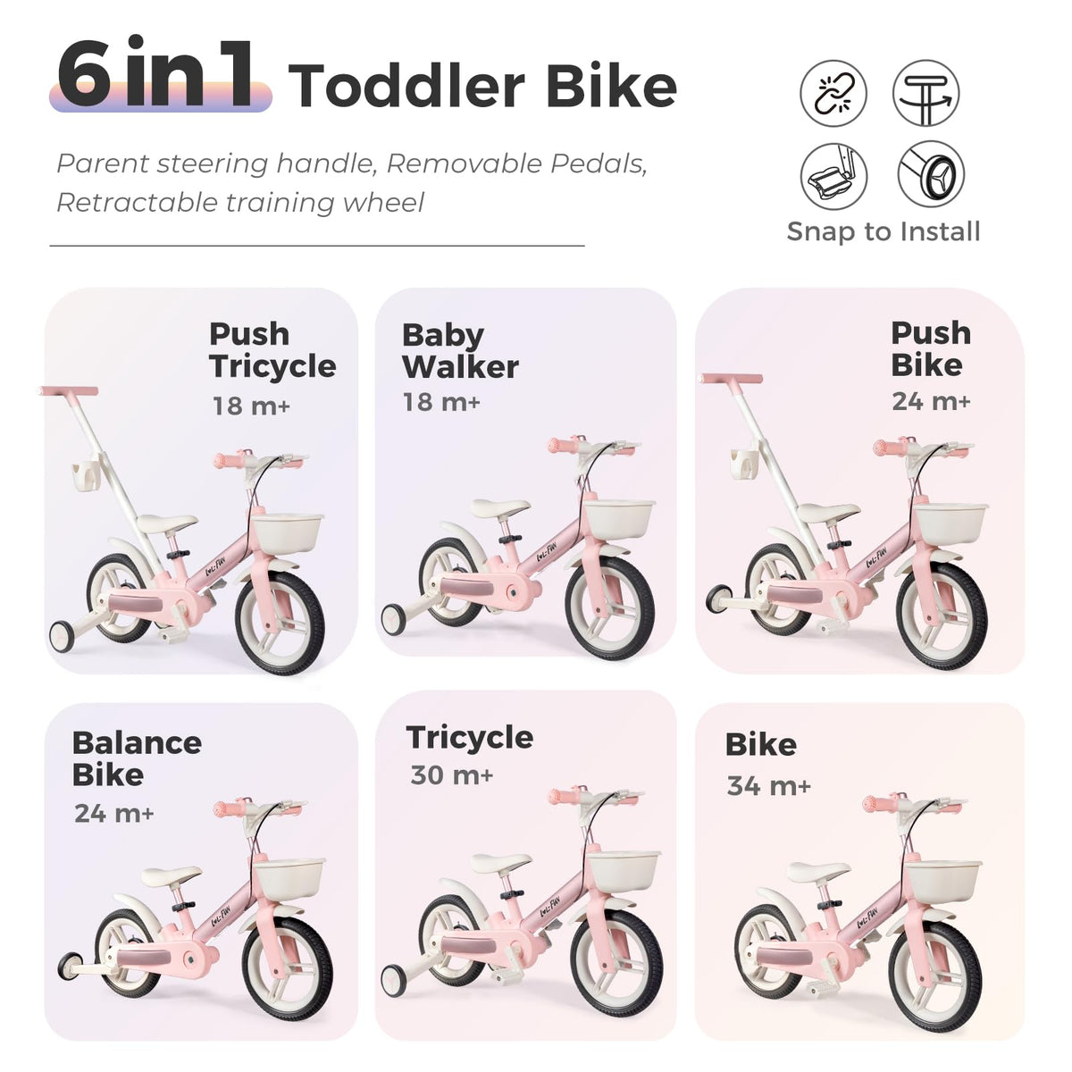 LOL-FUN bike with adjustable handlebar supports longer rides.