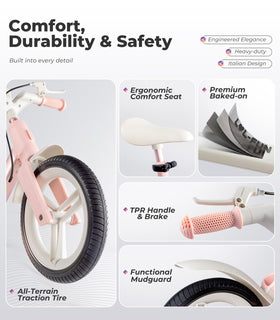 LOL-FUN balance bike seat adjusts for comfort during play.