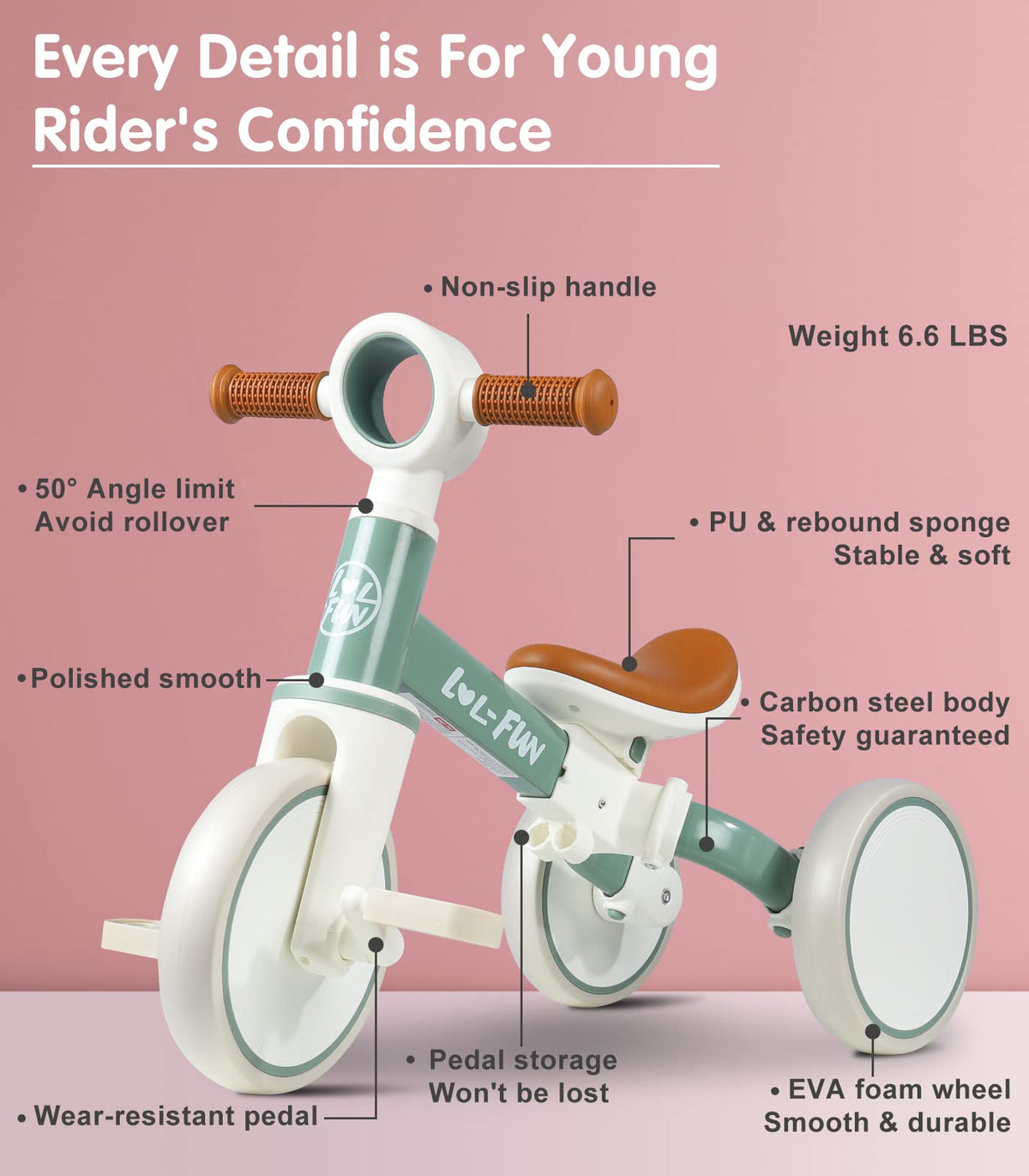 LOL-FUN tricycle bright non toxic paint enhances visibility