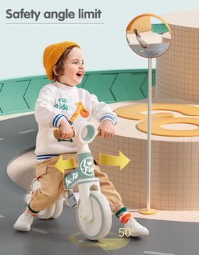 LOL-FUN tricycle with sawtooth handle provides secure grip for little hands
