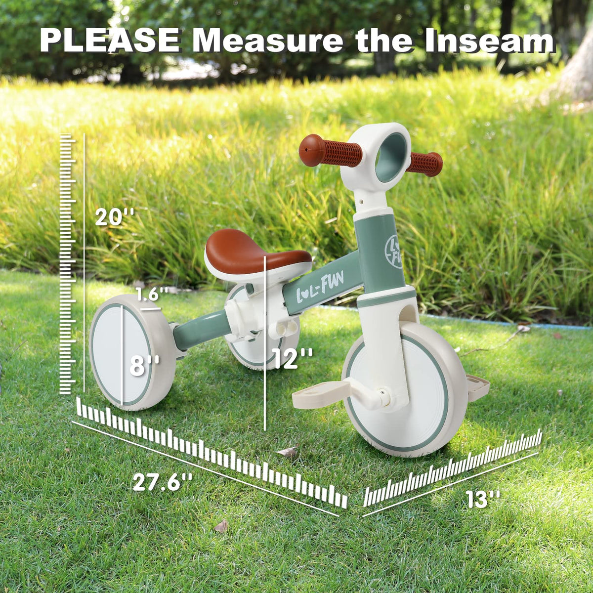 LOL-FUN tricycle upgraded wheels roll smoothly indoors and outdoors
