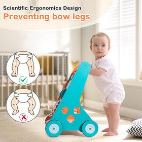 LOL-FUN walker back storage area holds toys for on-the-go exploration.