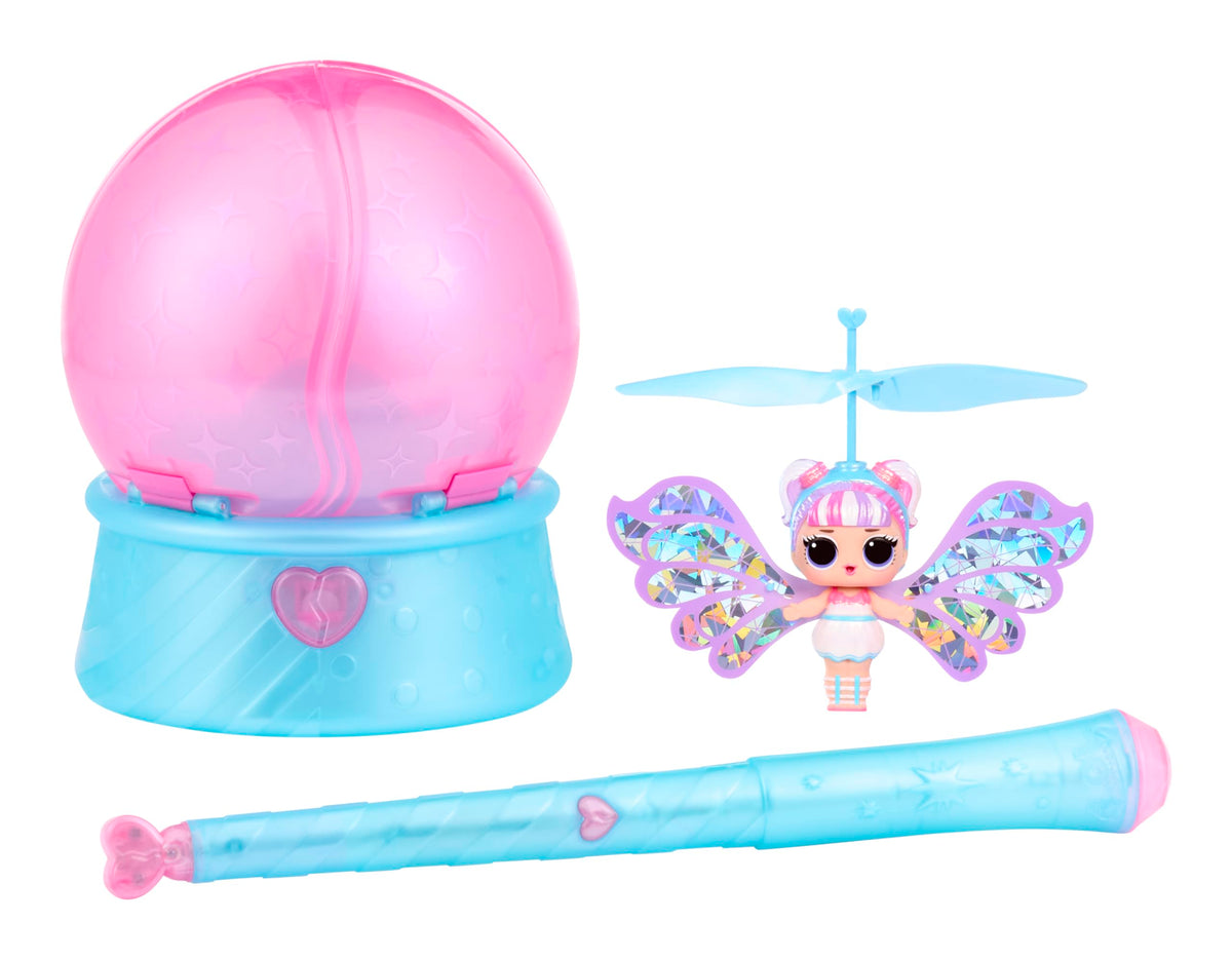 LOL Surprise Magic Flyers Fairies Tots Snowflake emerges from a blossom flower packaging for imaginative play.