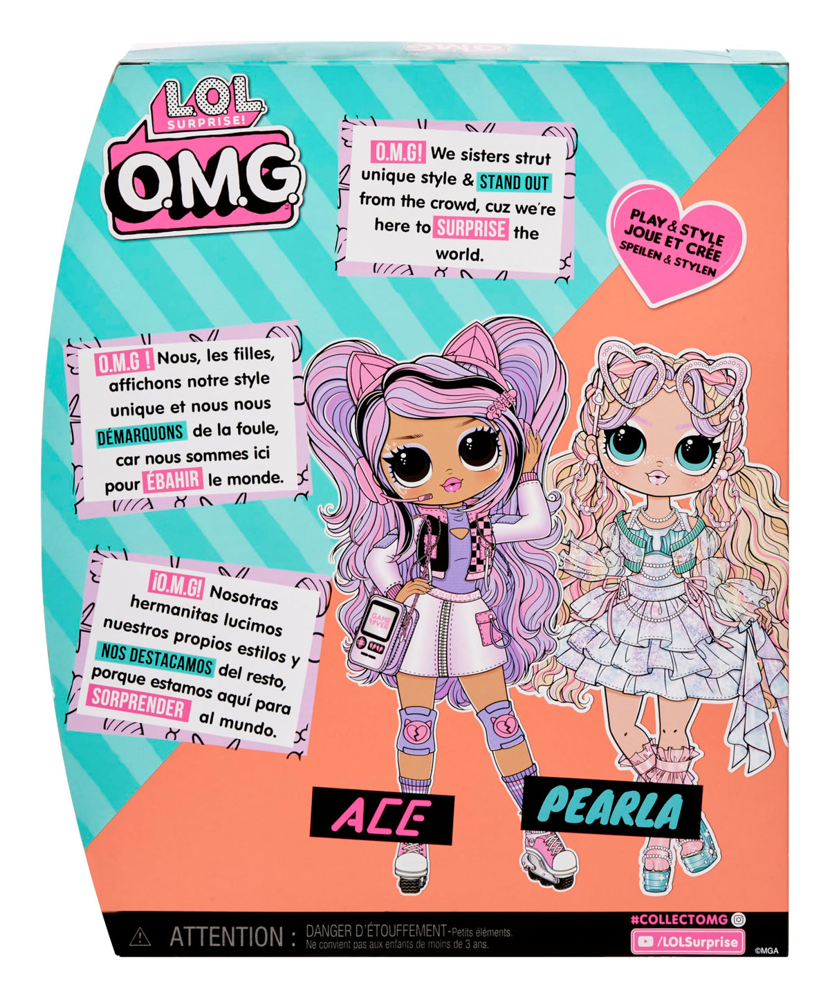 Pearla hairbrush and doll stand support easy styling sessions.