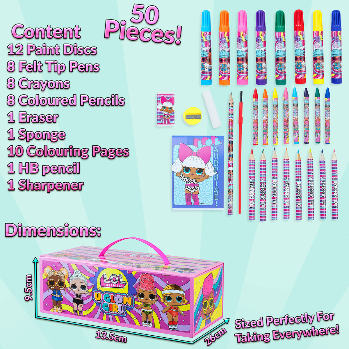 L.O.L. Surprise! 3-tier carry case keeps supplies organized for on-the-go art.