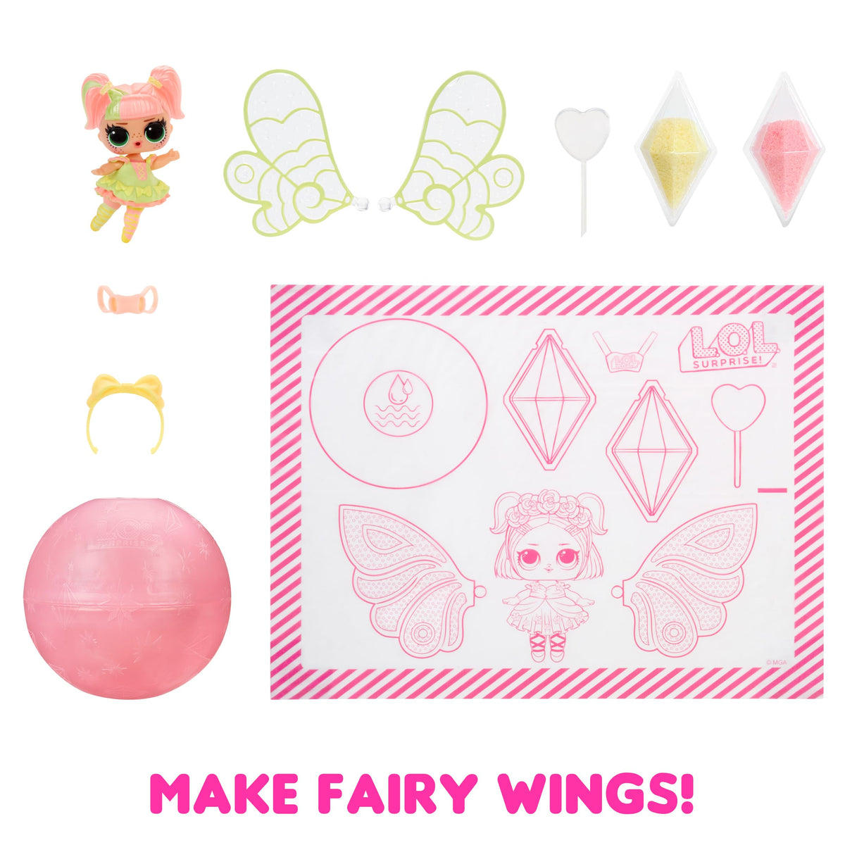 L.O.L. Surprise! Tots Crystal Wings for custom wing design and pretend adventures.