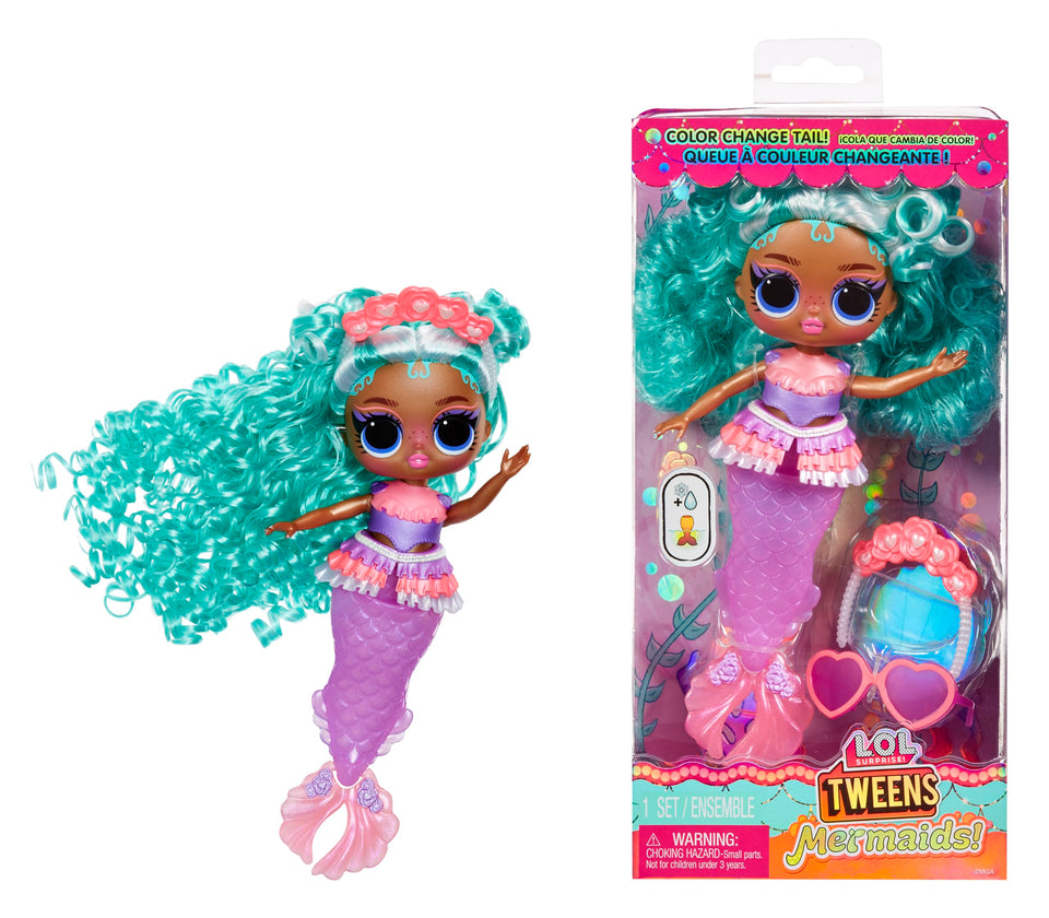 L.O.L. Surprise Tweens Serena Finn color-changing tail for bath-time fun