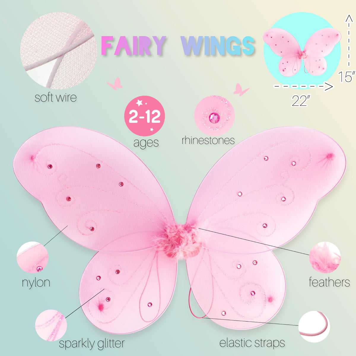 LolaSaturdays Fairy Wings green set with vibrant styling for kids