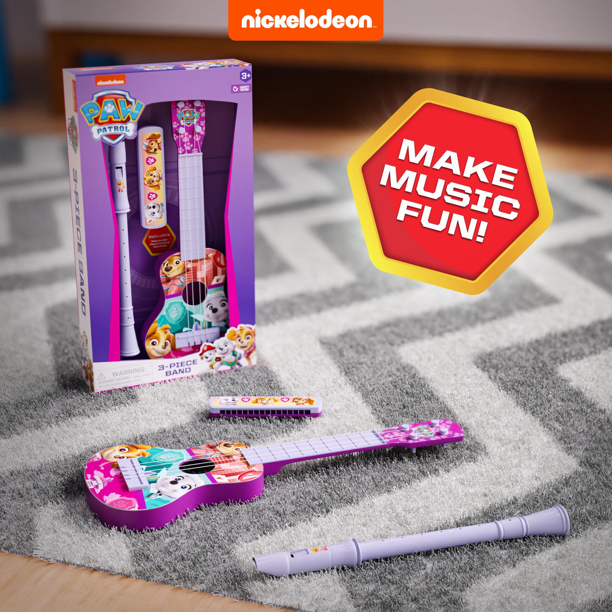 Lollipop Paw Patrol Trio paw patrol characters on instruments; familiar faces spark creativity.