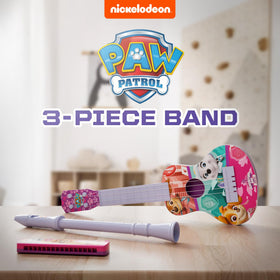 Lollipop Paw Patrol Trio ukulele; small-size instrument ideal for preschoolers.