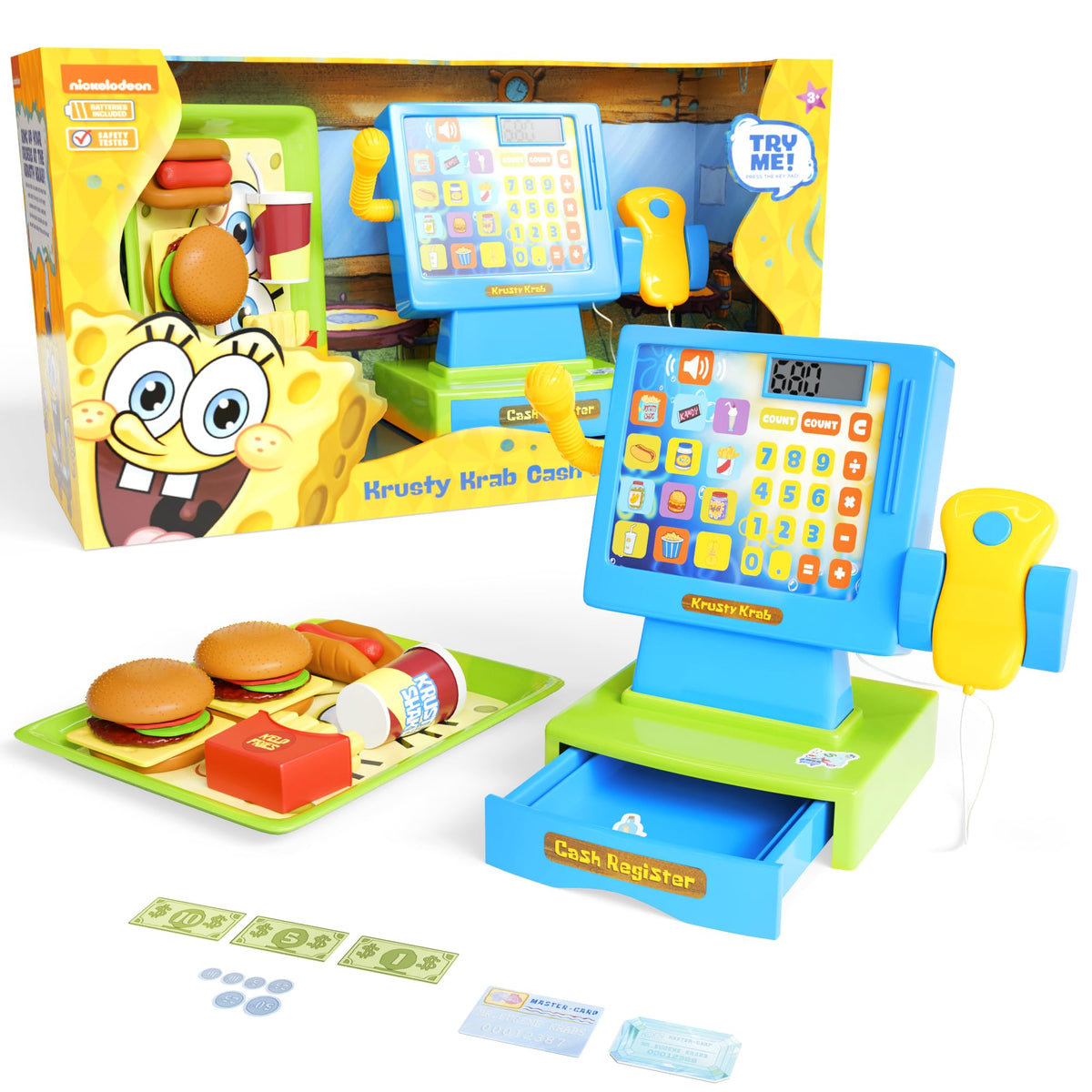 Lollipop SpongeBob educational cards introduce numbers and colors in a fun context