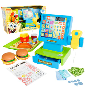 Lollipop SpongeBob cash register with Krusty Krab drawer promotes early counting through pretend transactions