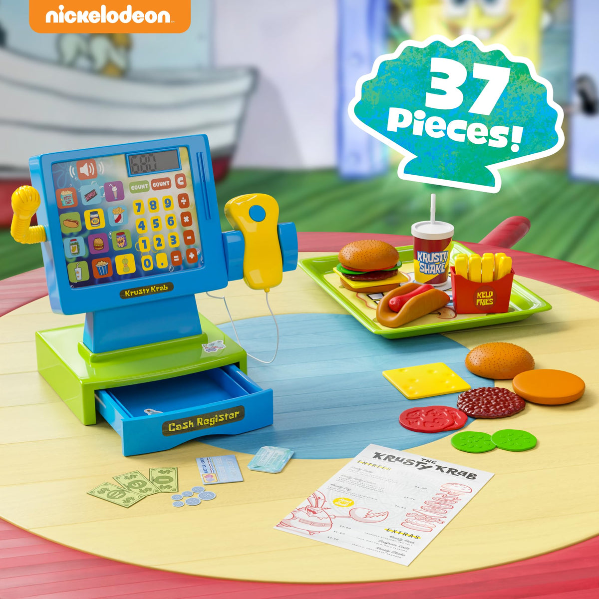 Lollipop SpongeBob play money helps simulate checkout and basic math during playtime