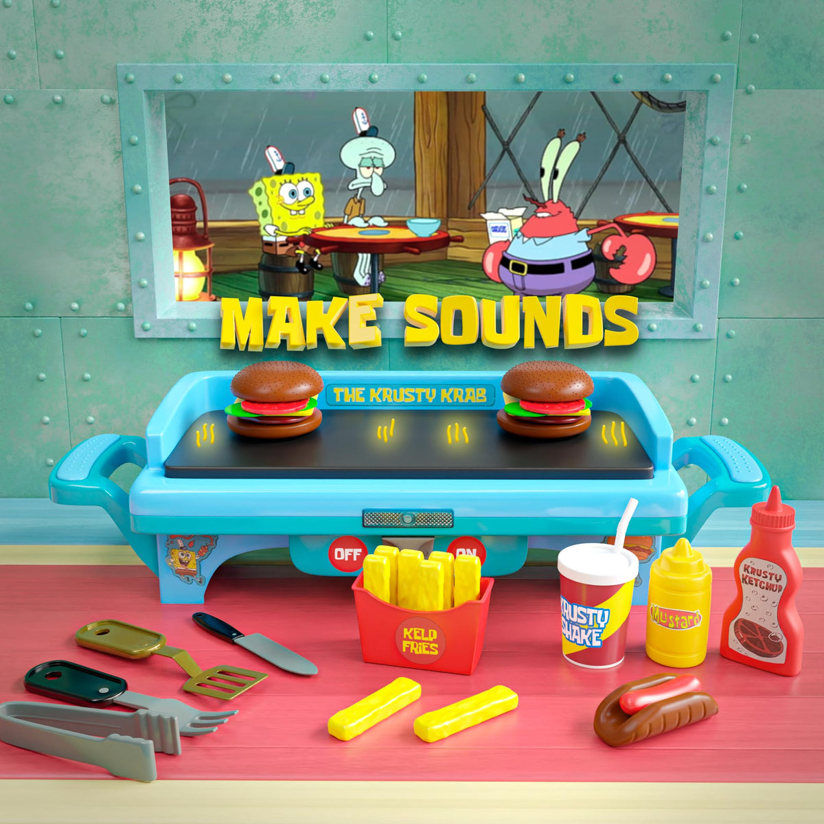 Lollipop Spongebob Grill Playset on kitchen counter elevates imaginative meal-prep scenes
