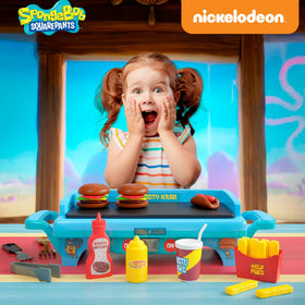 Lollipop Spongebob Grill Playset with fake food pieces sparks storytelling during playtime