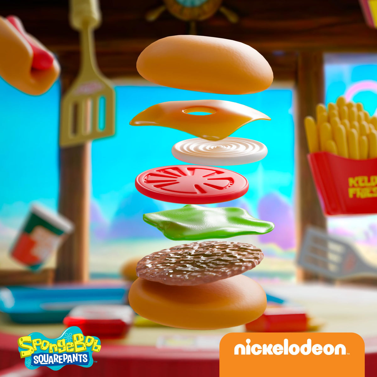 Lollipop SpongeBob Kids Kitchen Playset Burger ingredients for assembly play