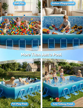 LOMOTIVE pool accommodates kids and pets for safe home water moments.