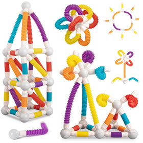 LONEEDY 48pcs retractable tubes; versatile construction for curious kids.