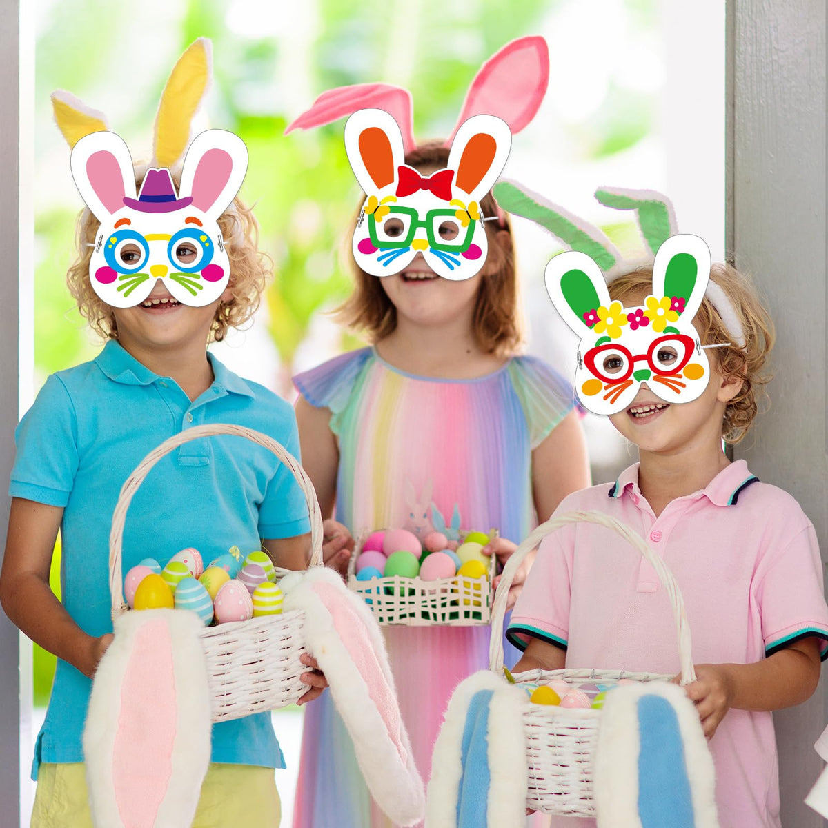 Lonfliness Easter party favors masks set ideal for celebrations and classroom activities.
