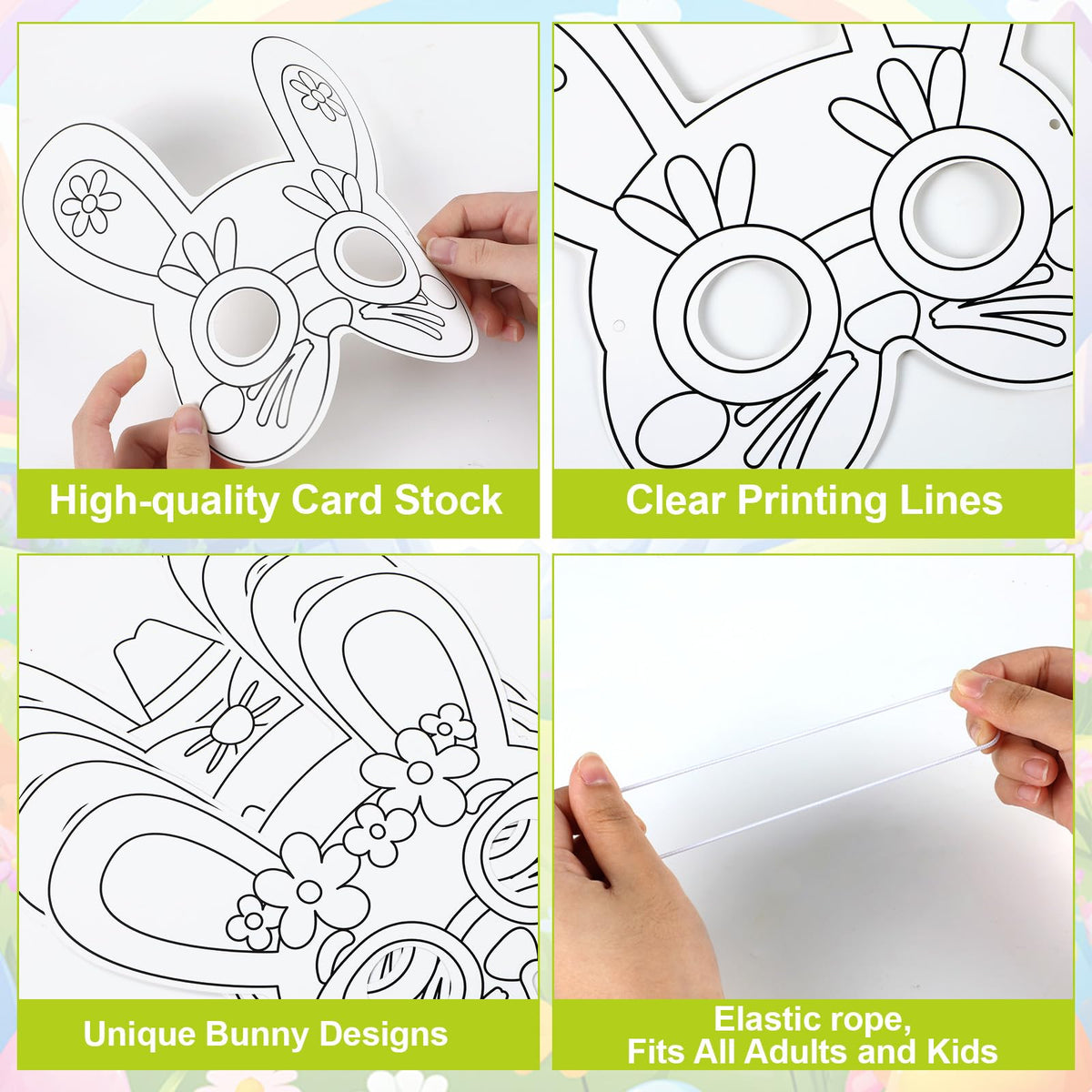 Lonfliness elastic-band-attached masks designed for quick assembly and comfortable wear.