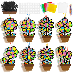 Lonfliness spring flower pot templates brighten windows with vivid color accents