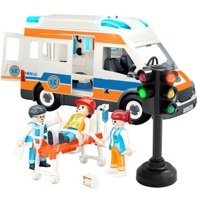 Lonfypeng ambulance toy truck with lights and sounds for immersive rescue role-play.