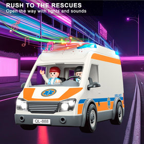 Lonfypeng ambulance toy features cycling traffic lights to boost realism during play.