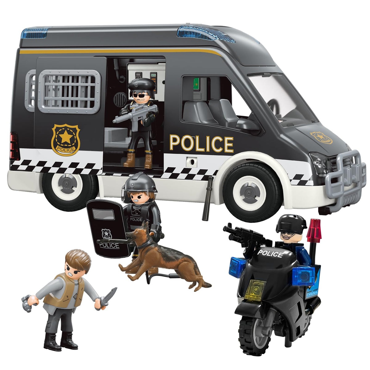 Lonfypeng police car toy truck with lights for vivid role play