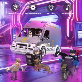 Lonfypeng police dog and suspect minifigures for interactive storytelling