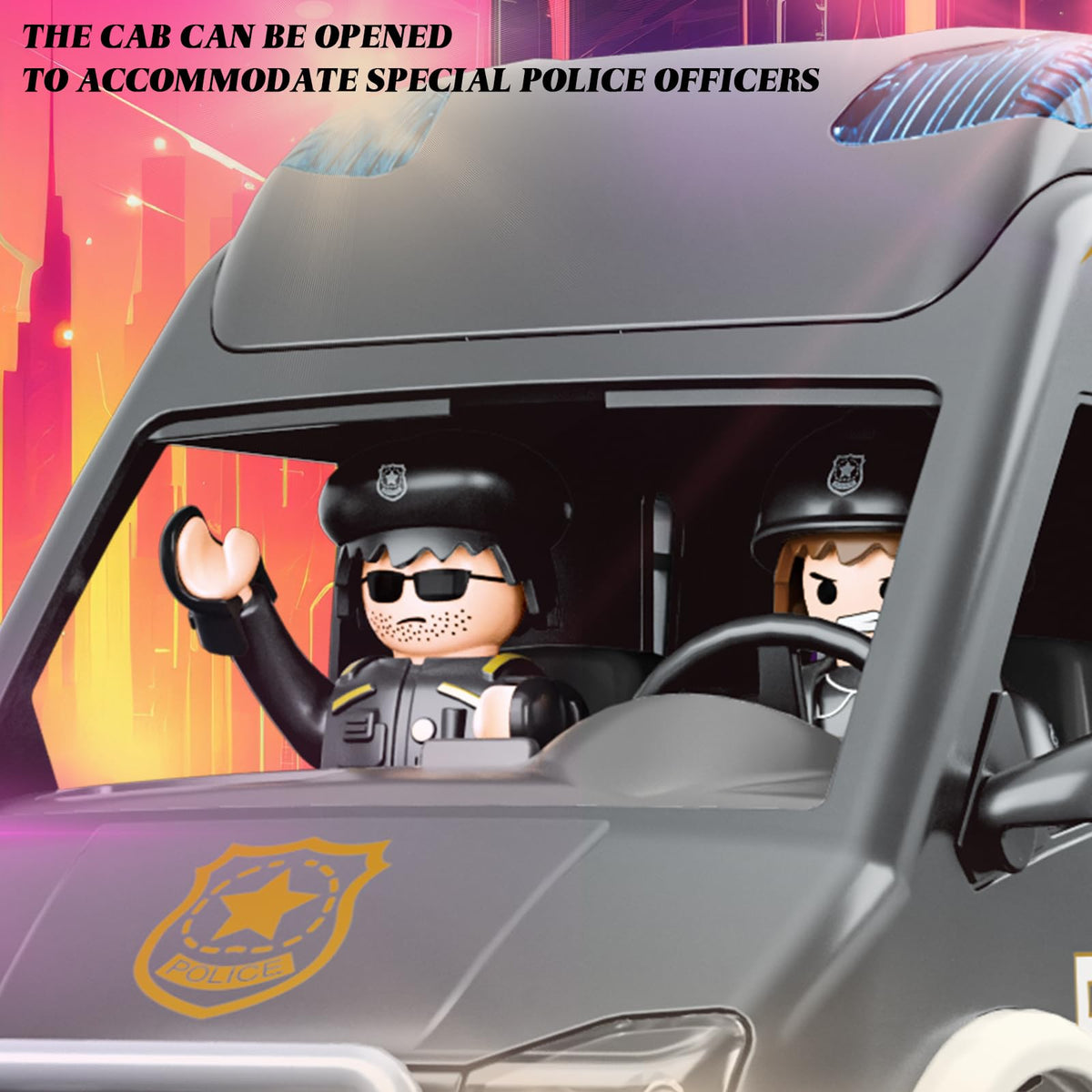 Lonfypeng swat officer with riot shield figure for immersive play