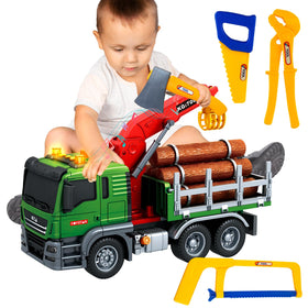 Lonfypeng timber truck with crane in action, ideal for immersive pretend play.